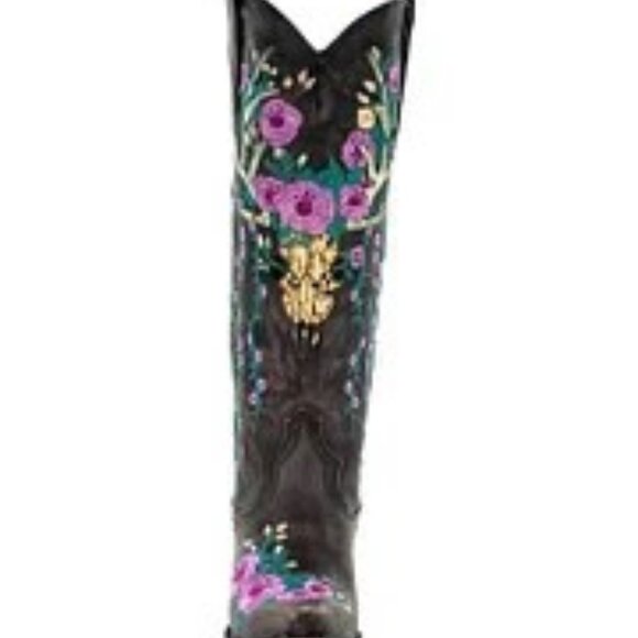 Corral Embroidered Deer Skull Tall Boots - Picture 4 of 8